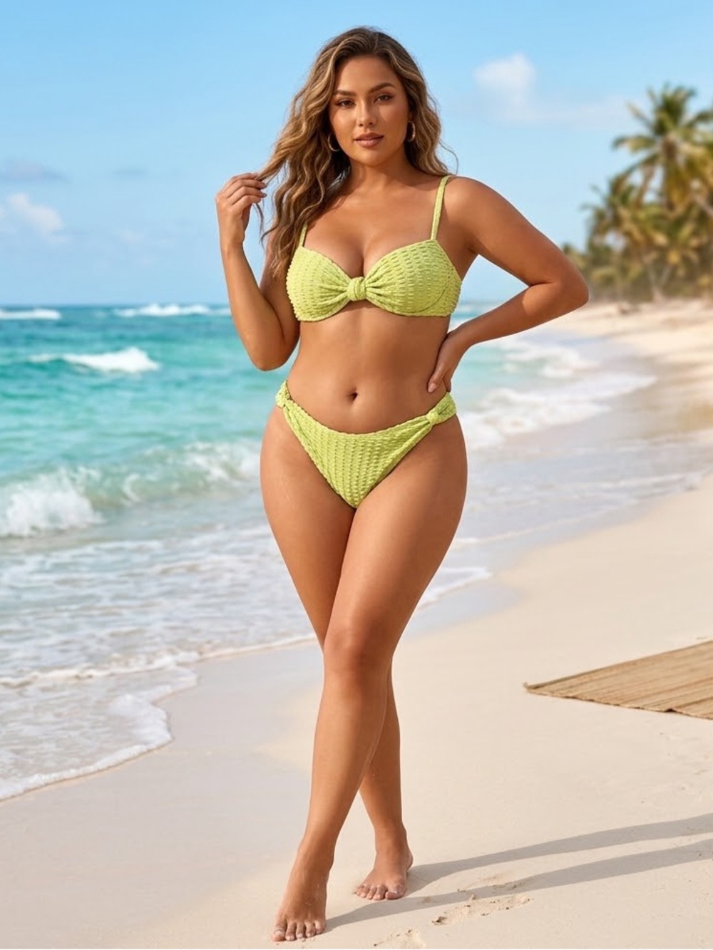 New! 💚 Textured Bikini Set - Light Green - Never Worn!